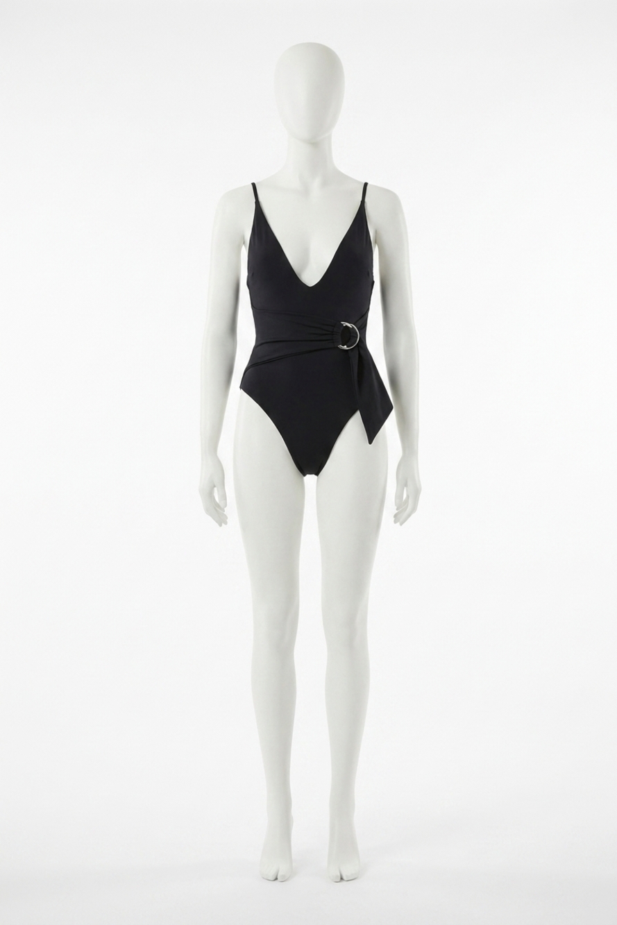 NEW JONATHAN SIMKHAI niya deep v neck one piece swimsuit in black